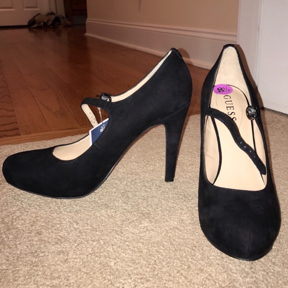 Guess Black Suede Heels Size 8.5